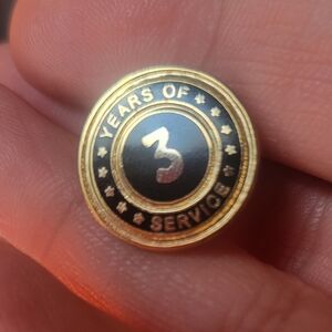 Gold and Black 3 Years Of Service Pin